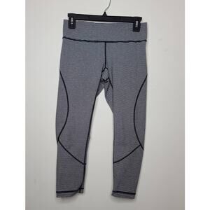 Zella black grey striped capri leggings - small